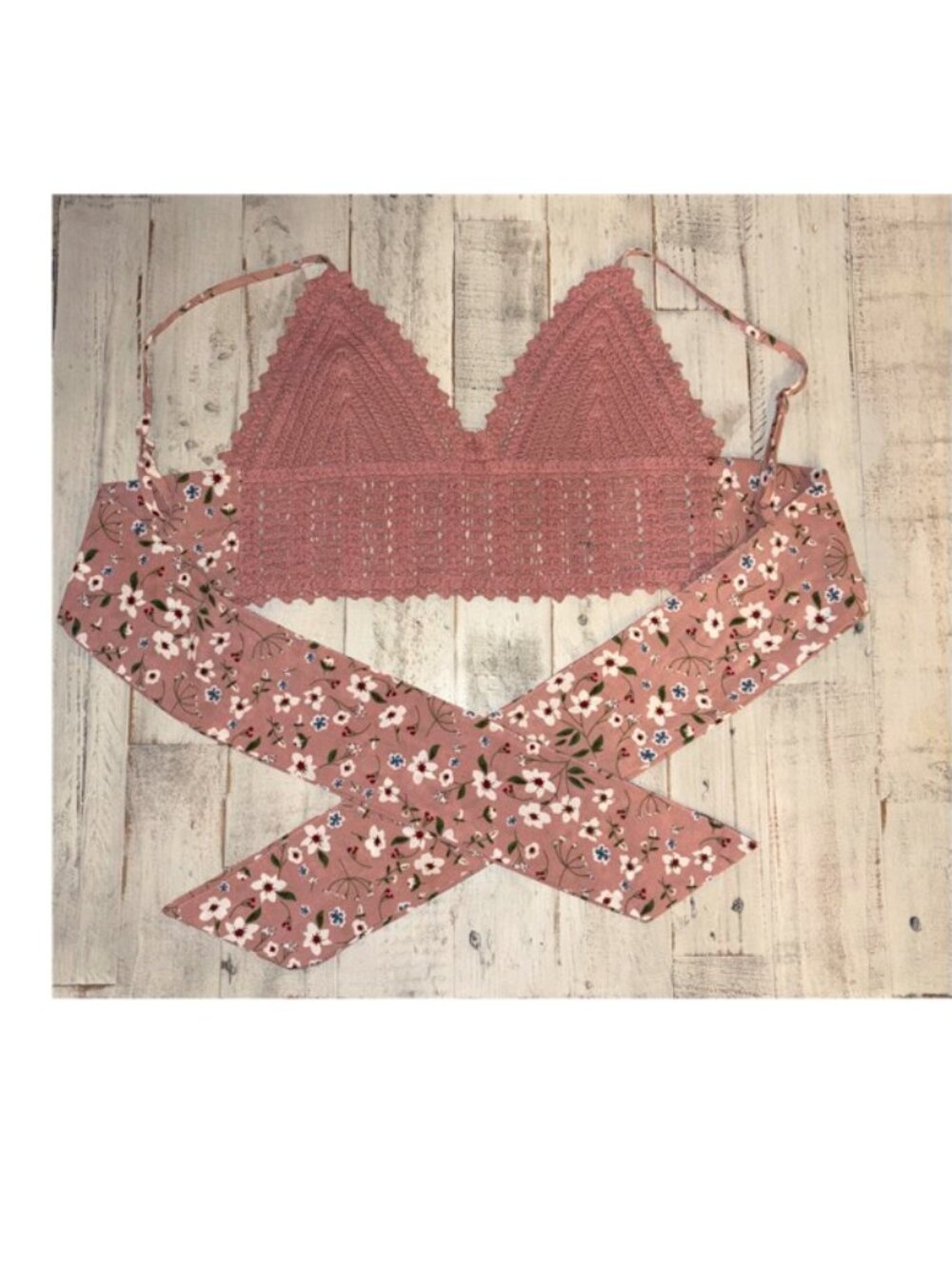 Rose Floral Crochet-Style Crop Top